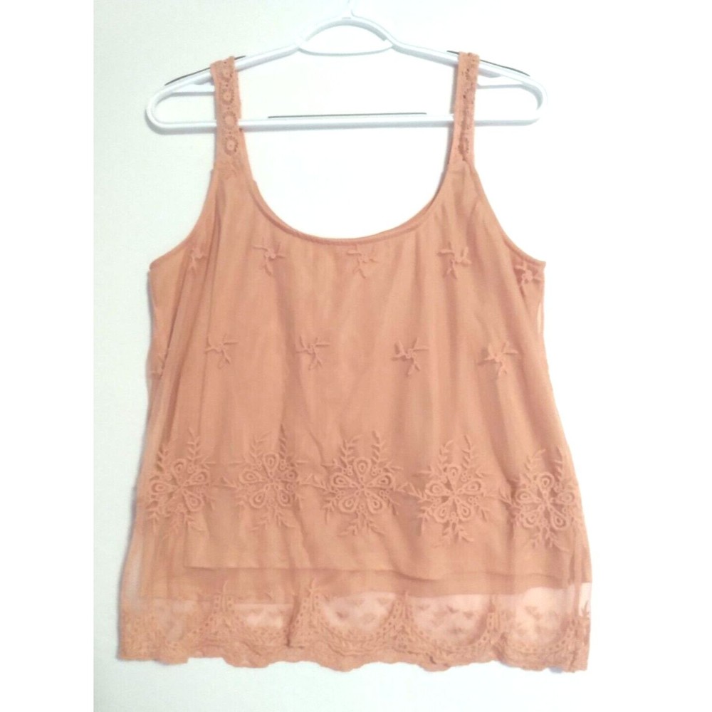 Chance Women's Coral Lace Boho Bohemian Cami Camisole Top Shirt XL